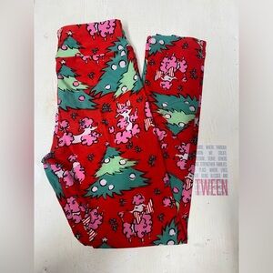 Pink Poodle Christmas leggings by Lularoe. Tween size. NWOT